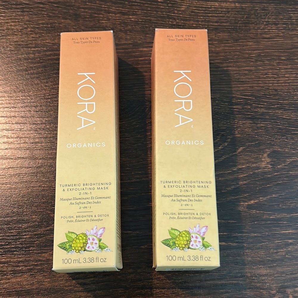 Kora Organics Tumeric Brightening & Exfoliating Mask 2-in-1. Set of two. NEW.